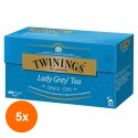 Set 5 x Ceai Twinings Negru cu Aroma Citrice, Lady Grey, 25 x 2 g