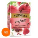 Set 5 x Ceai Twinings - Infuzie Zmeura si Rodie, 20 Pliculete, 40 g