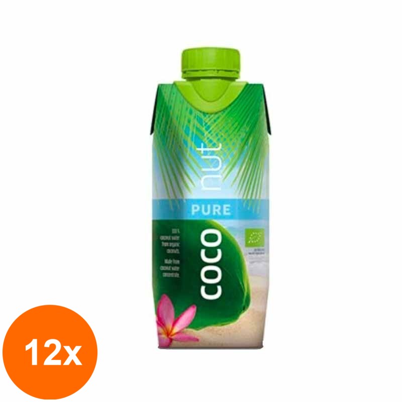 Set 12 x Apa de Cocos 100% Aqua Verde - Eco, 0,33 l