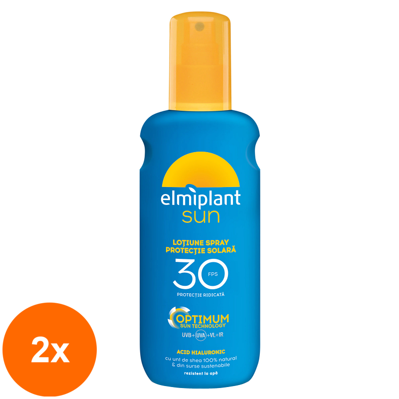 Set 2 x Spray cu Protectie Solara Elmiplant Sun SPF 30, 200 ml