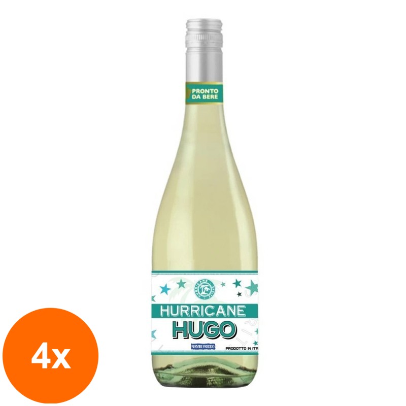 Set 4 x Bautura Aromatizata pe Baza de Vin Hugo Ready To Drink Hurricane, 0.75 l