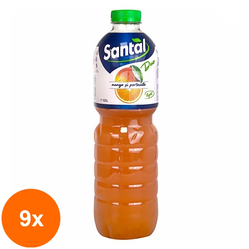 Set 9 x Suc de Mango si Portocala Santal Duo Light, 1.5 l