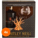 Set 4 x Pachet Gin Original, Whitley Neill, Dry Gin, 43% Alcool, 0.7 l + Copa Glass