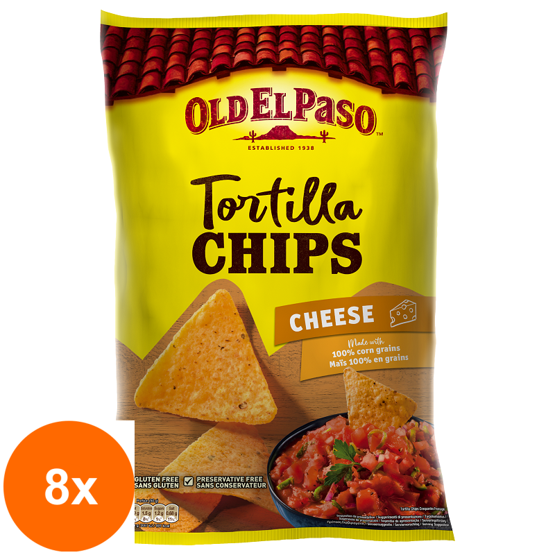 Set 8 x Tortilla Chips Cheese, Chipsuri fara Gluten, Old El Paso 185 g
