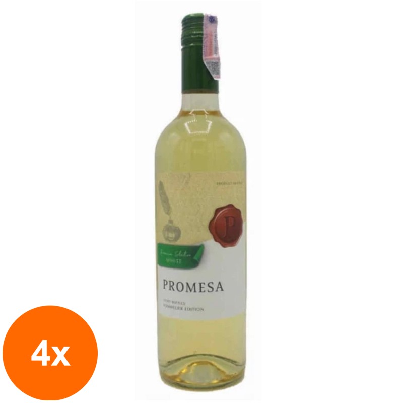 Set 4 x Vin Alb Sol De Chile Promessa Sauvignon Blanc, Sec, 0.75 l