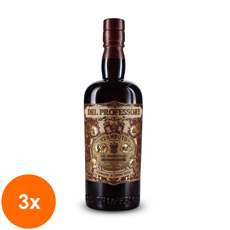 Set 3 x Vermut Del Professore Di Torino Rosso 18% Alcool 0.75 l