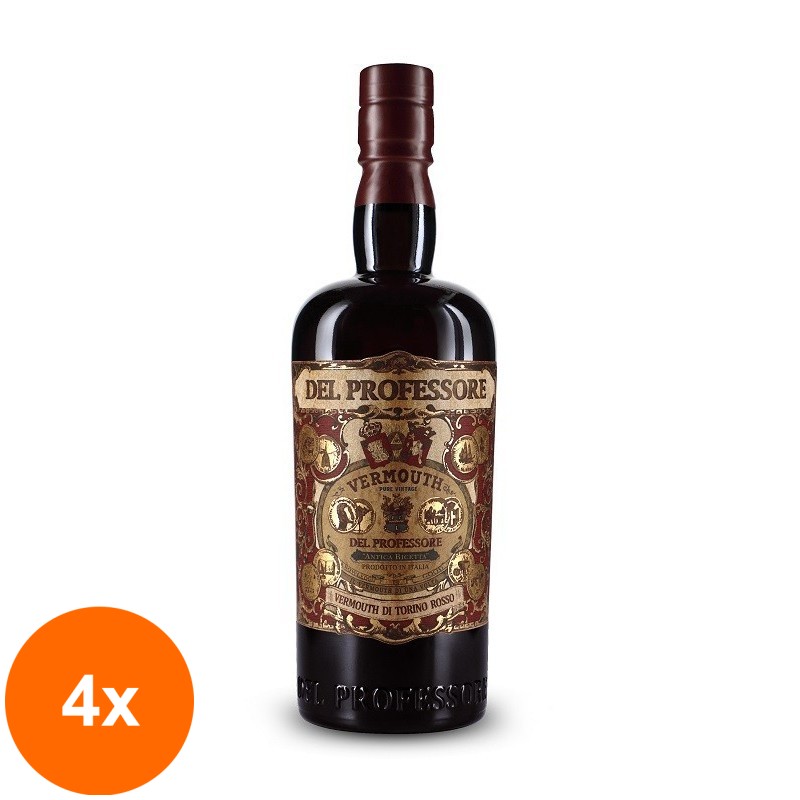 Set 4 x Vermut Del Professore Di Torino Rosso 18% Alcool 0.75 l