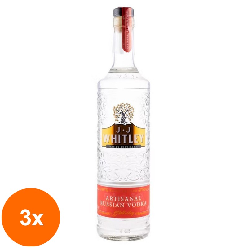 Set 3 x Vodka Artisanal JJ Whitley 38% Alcool, 0.7 l