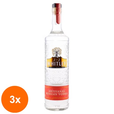 Set 3 x Vodka Artisanal JJ Whitley 38% Alcool, 0.7 l...