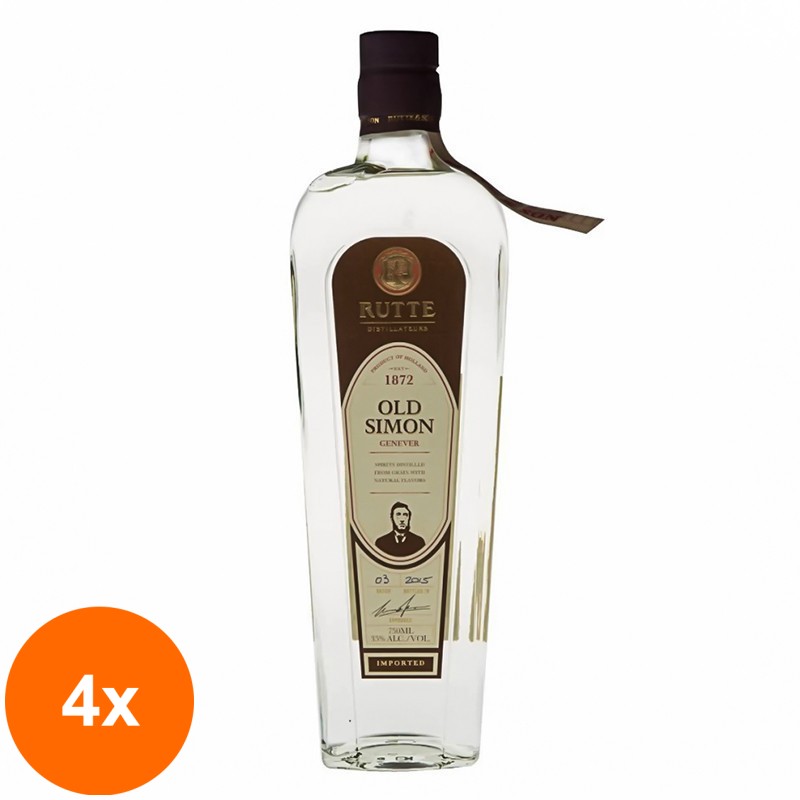 Set 4 x Gin Dek Rutte Genever Old Simon 35% Alcool 0.7l