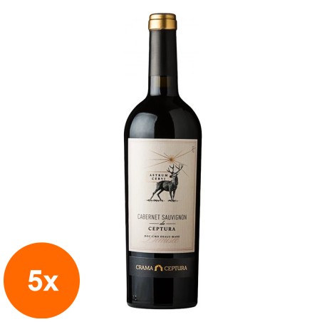 Set 5 x Vin Astrum Cervi Ceptura, Cabernet Sauvignon Rosu Demisec, 0.75 l...