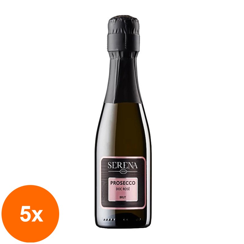 Set 5 x Vin Spumant Serena Wines 1881 Prosecco, Rose, Sec, 0.2 l