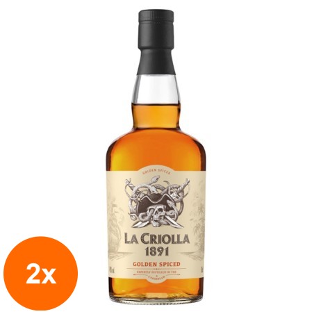 Set 2 x Rom Golden Spiced La Criolla 35% Alcool, 0.7 l...