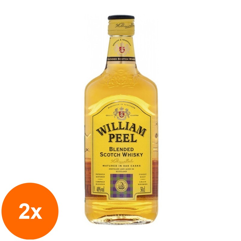 Set 2 x Whiskey William Peel Marie Brizard 40% Alcool, 0.5 l