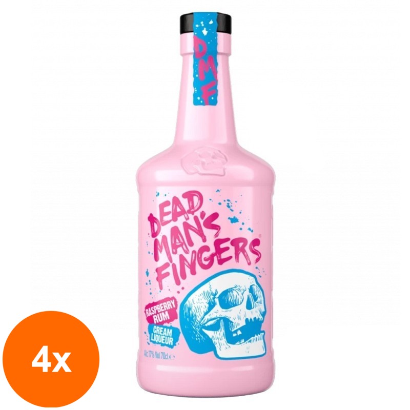 Set 4 x Lichior Crema Dead Man's Fingers de Zmeura 17% Alcool, 0.7 l
