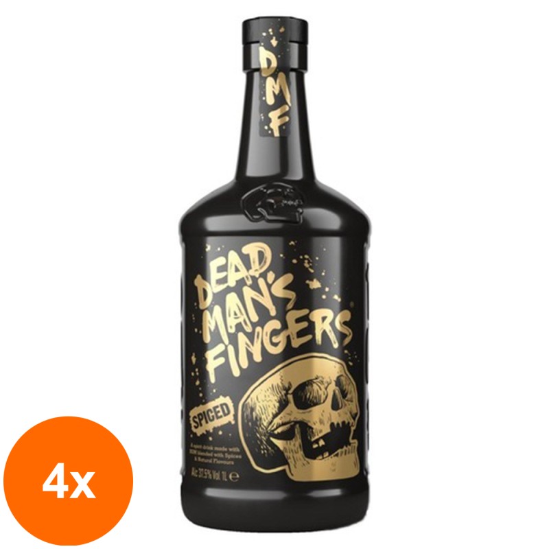 Set 4 x Rom Condimentat Dead Mans Fingers 37.5% Alcool, 0.7 l
