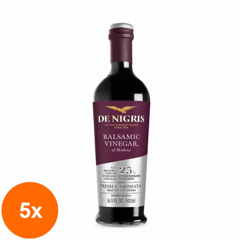 Set 5 x Otet Balsamic de Modena, 25% Must, De Nigris, 500 ml