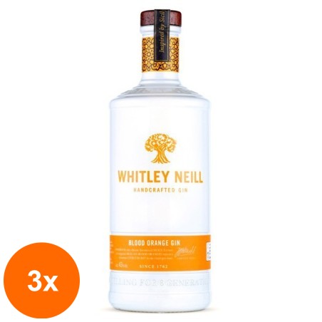 Set 3 x Gin Portocala Rosie, Blood Orange Whitley Neill, Alcool 43%, 0.7l...