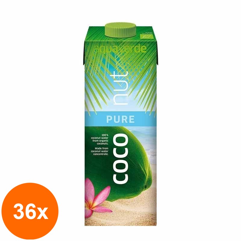 Set 36 x Apa de Cocos 100%  Aqua Verde - Eco, 1 l