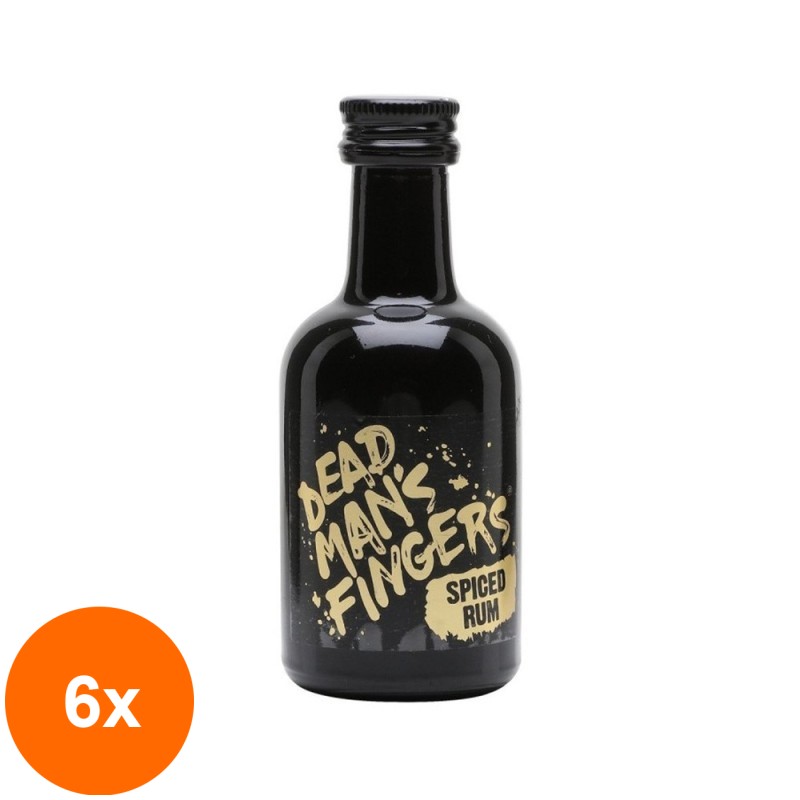 Set 6 x Rom Dead Mans Fingers, Spiced Rum, 37.5% Alcool, Miniatura, 0.05 l