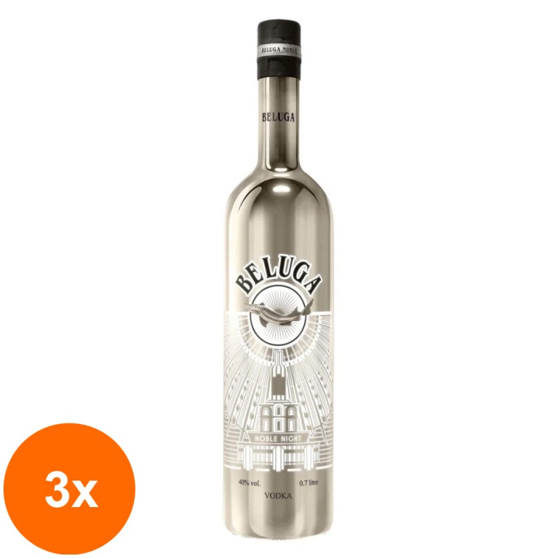 Set 3 x Vodka Beluga Noble Night Life, 40%, 0.7 l