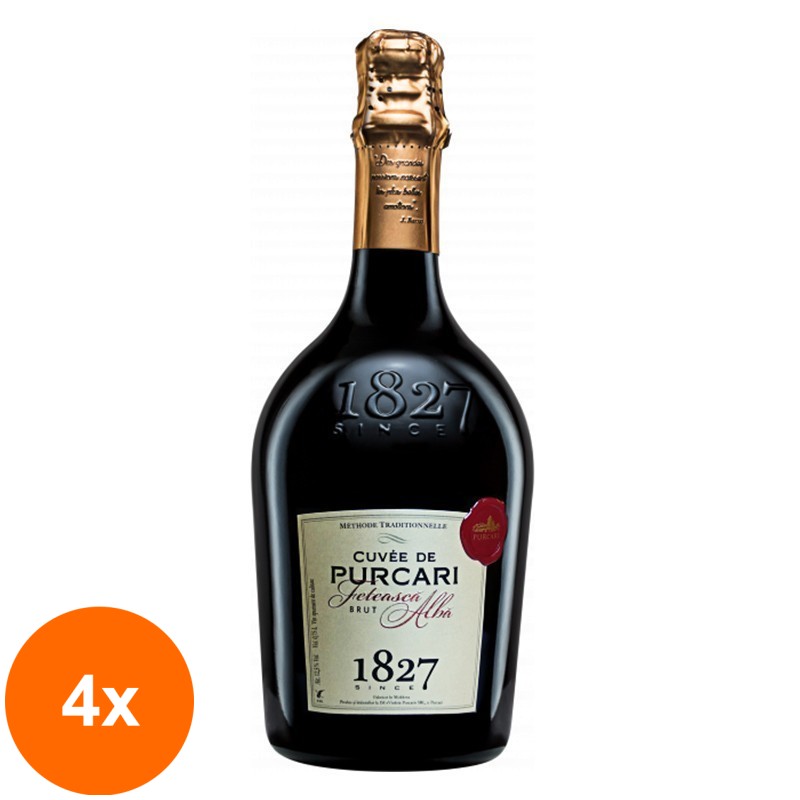 Set 4 x Vin Spumant Cuvee de Purcari Classic Feteasca Alba Brut, 0.75 l