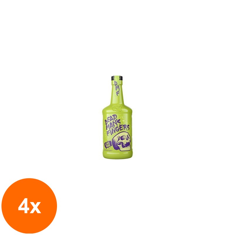Set 4 x Rom Dead Mans Fingers, Lime Rum, 37.5% Alcool, 0.7 l
