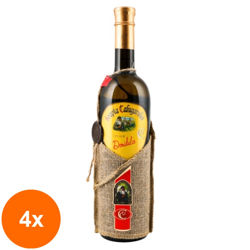 Set 4 x Sticle Vin de Masa Crama Ceptura Soapta Calugarului, Alb Demidulce, 0.75 l