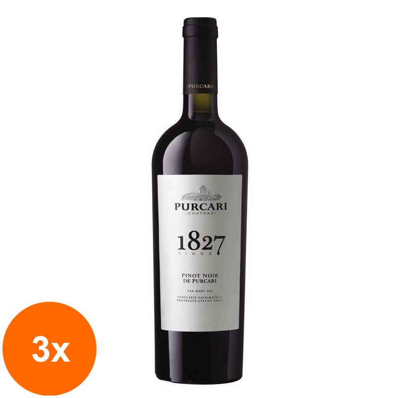 Set 3 x Vin Purcari 1827 Pinot Noir, Rosu Sec 0.75 l