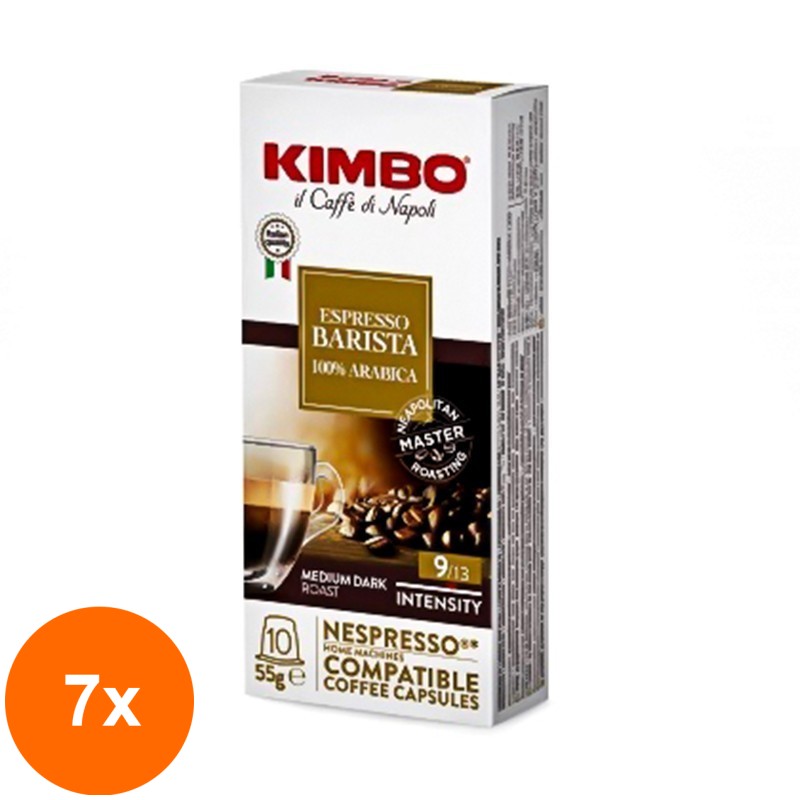 Set 7 x 10 Capsule Cafea Kimbo Nespresso Barista, 5.5 g