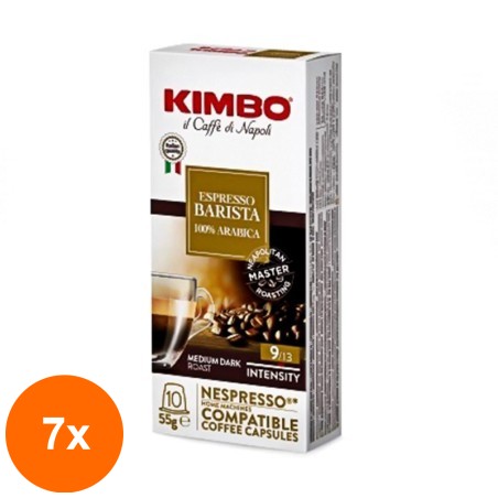 Set 7 x 10 Capsule Cafea Kimbo Nespresso Barista, 5.5 g...