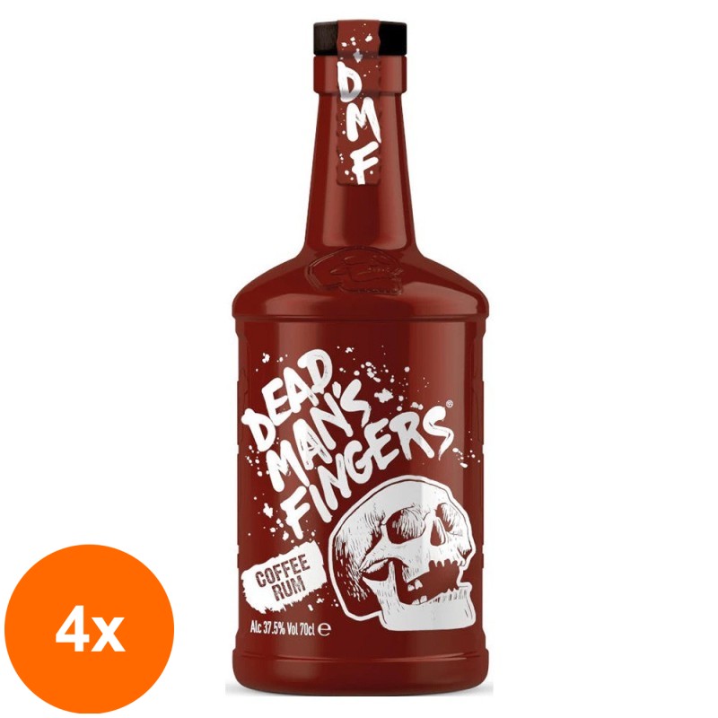 Set 4 x Rom cu Cafea Dead Mans Fingers 37.5% Alcool, 0.7 l