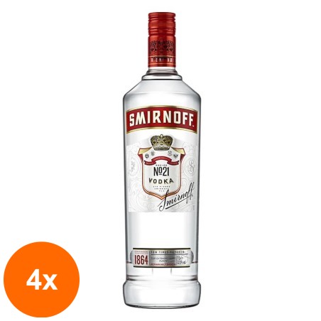 Set 4 x Vodka Smirnoff Red, 40% Alcool, 1 l...