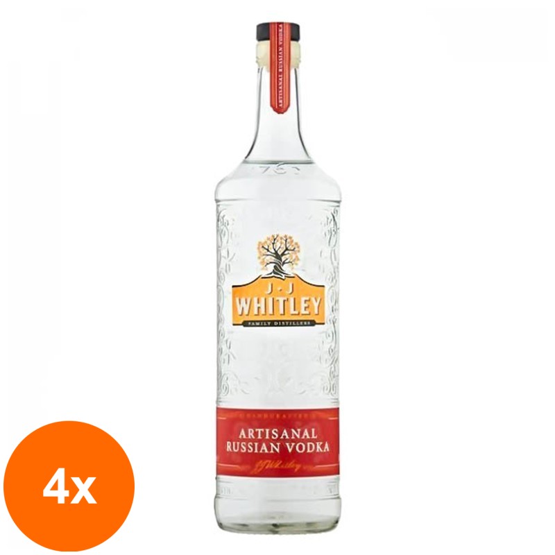 Set 4 x Vodka Artizanala JJ Whitley 40% Alcool, 0.7 l