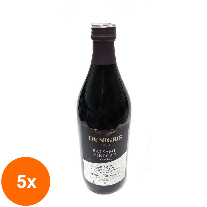 Set 5 x Otet Balsamic de Modena, 25% Must De Nigris, 1000 ml
