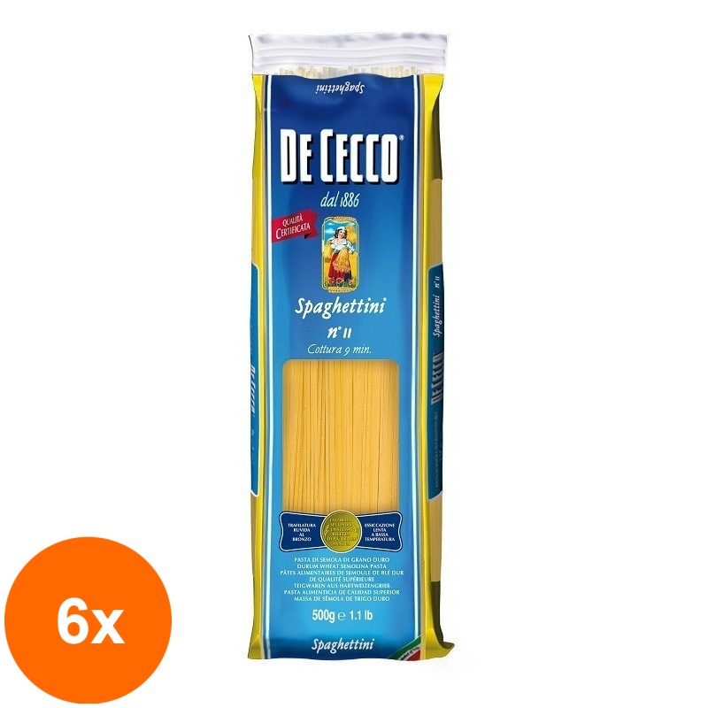 Set 6 x Paste Spaghettini De Cecco 500 g
