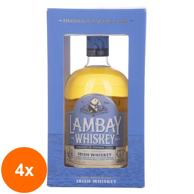 Set 4 x Whiskey Blended Irish Lambay 40% Alcool, 0.7 l
