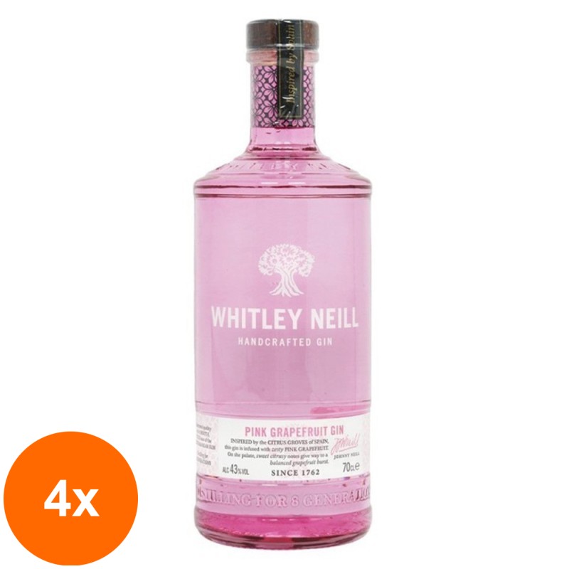 Set 4 x Gin Grepfrut, Pink Grapefruit Whitley Neill 43% Alcool 0.7l