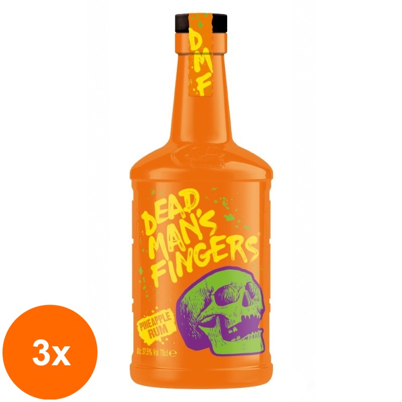 Set 3 x Rom Dead Mans Fingers, Ananas, Pineapple Rum, 37.5% Alcool, 0.7 l