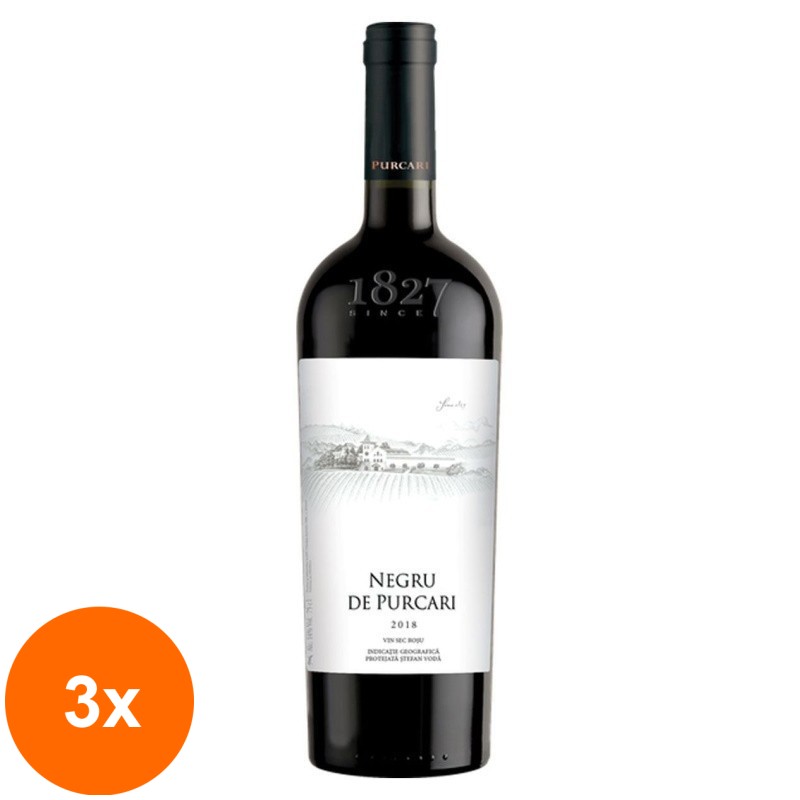 Set 3 x Vin Negru de Purcari 1827 Rosu Sec 0.75 l