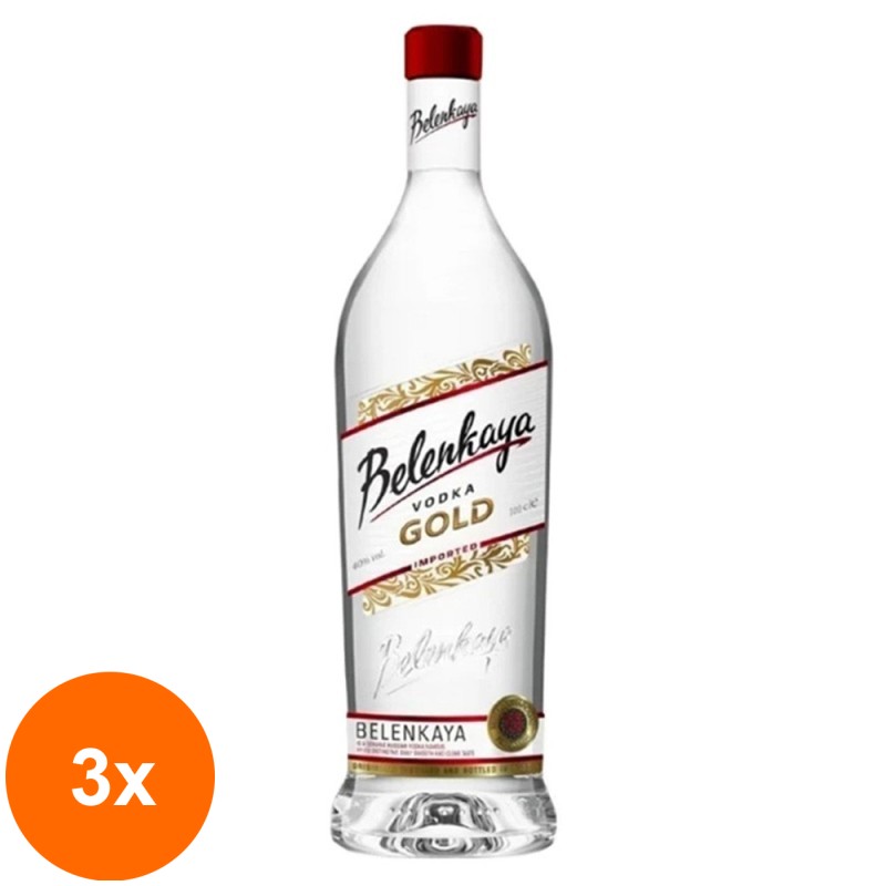 Set 3 x Vodka Belenkaya Vodka Gold 40% Alcool, 1.75 l
