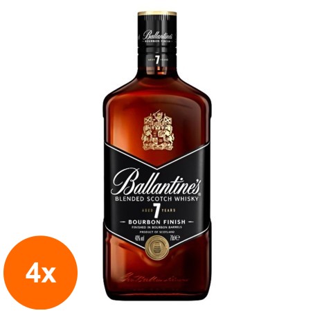 Set 4 x Whisky Ballantine's, Finest Blended, 7 Ani, 40%, 0.7 l...