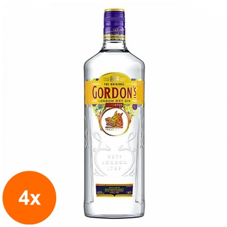 Set 4 x Gin Gordon'S London Dry Gin 40 % Alcool 1 l...