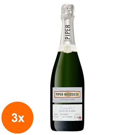 Set 3 x Sampanie Extra Brut Essentiel Blanc de Blancs Piper Heidsieck 12% Alcool, 0.75 l...