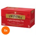 Set 5 x Ceai Twinings Negru English Breakfast, 25 Pliculete, 50 g