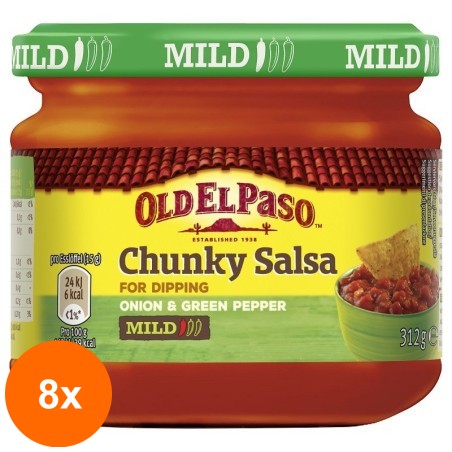 Set 8 x Sos Salsa cu Ceapa si Ardei Verde, Dip Chunky Old El Paso 312 g...