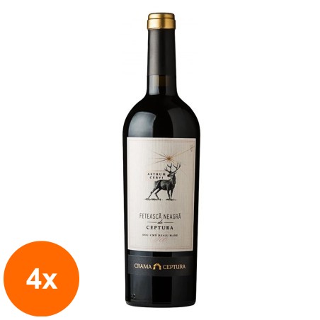 Set 4 x Vin Astrum Cervi Ceptura Feteasca Neagra, Rosu Sec, 0.75 l...