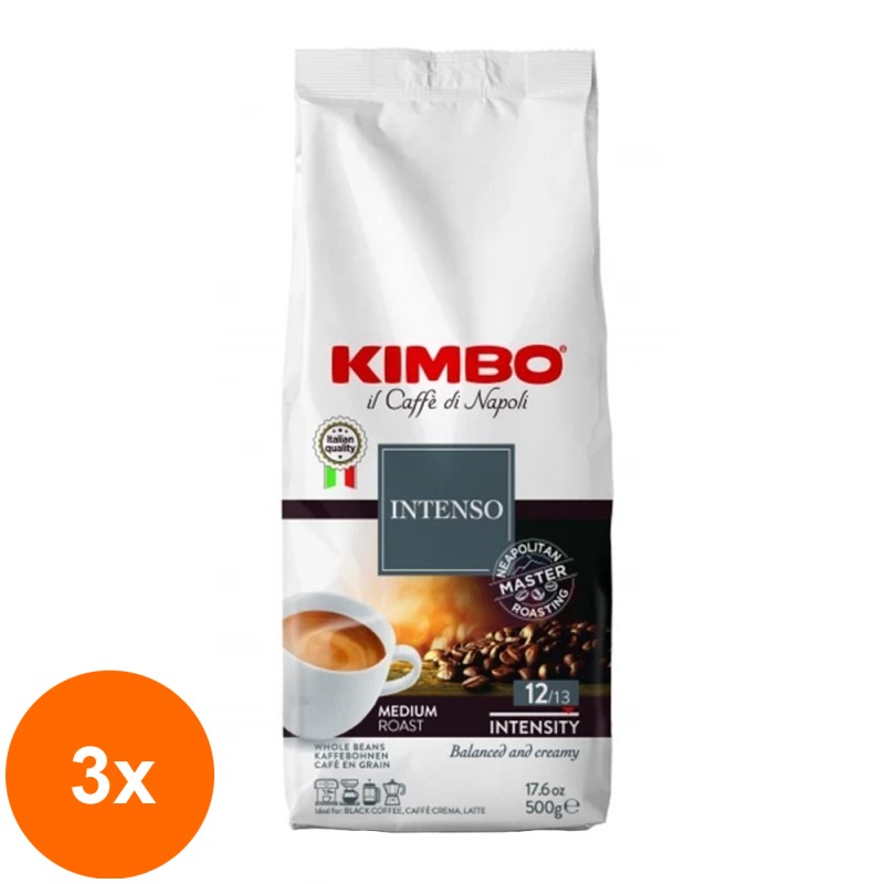 Set 3 x Cafea Boabe Intenso Kimbo, 500 g