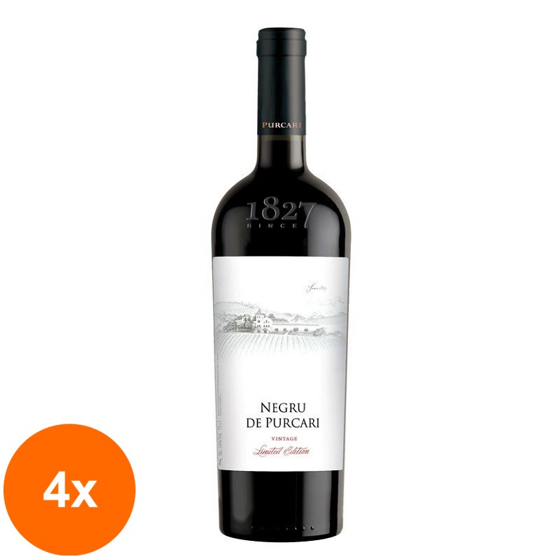 Set 4 x Vin Negru de Purcari 1827 Vintage Rosu Sec, Editie Limitata 0.75 l