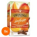 Set 5 x Ceai Twinings - Infuzie Portocala, Mango si Scortisoara, 20 Pliculete, 40 g